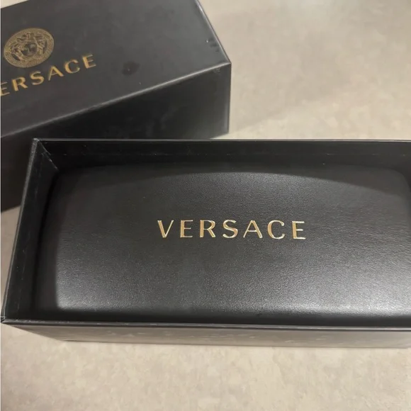 Versace Gold and Black Aviator Sunglasses